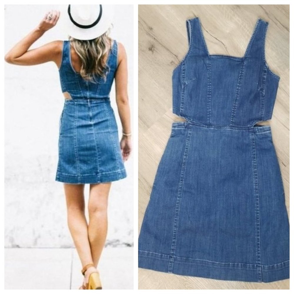 Madewell Blue Denim Mini Dress with Cutout Sides